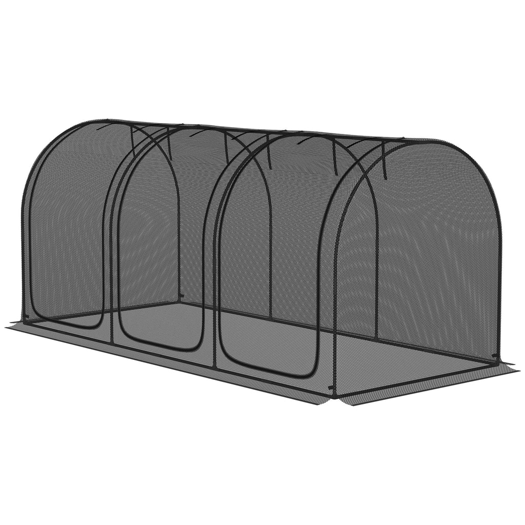 9' x 4' Crop Cage with 3 Zippered Doors & Stakes, Black