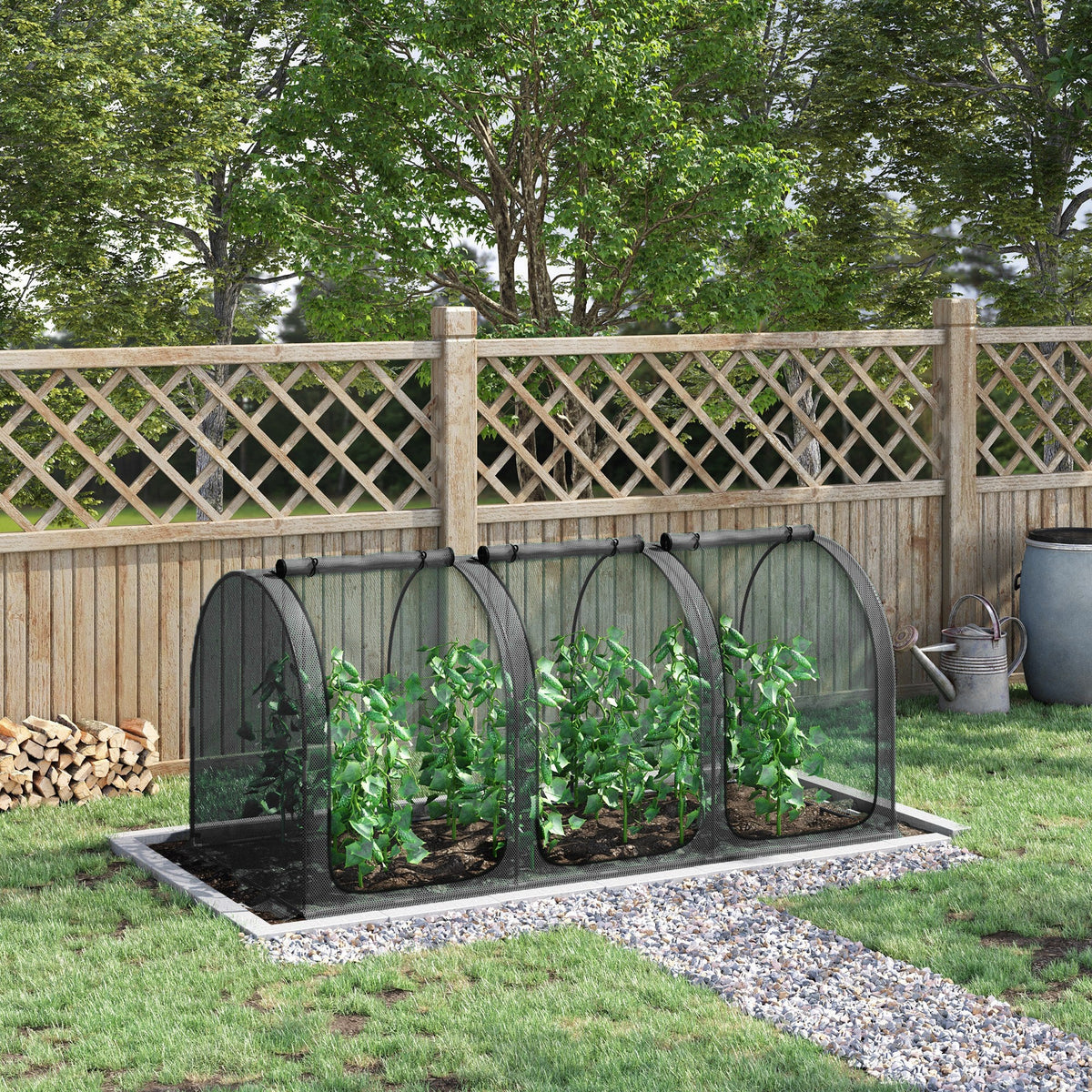 9' x 4' Crop Cage with 3 Zippered Doors & Stakes, Black
