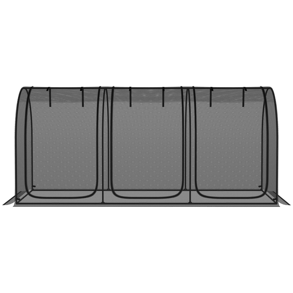 9' x 4' Crop Cage with 3 Zippered Doors & Stakes, Black