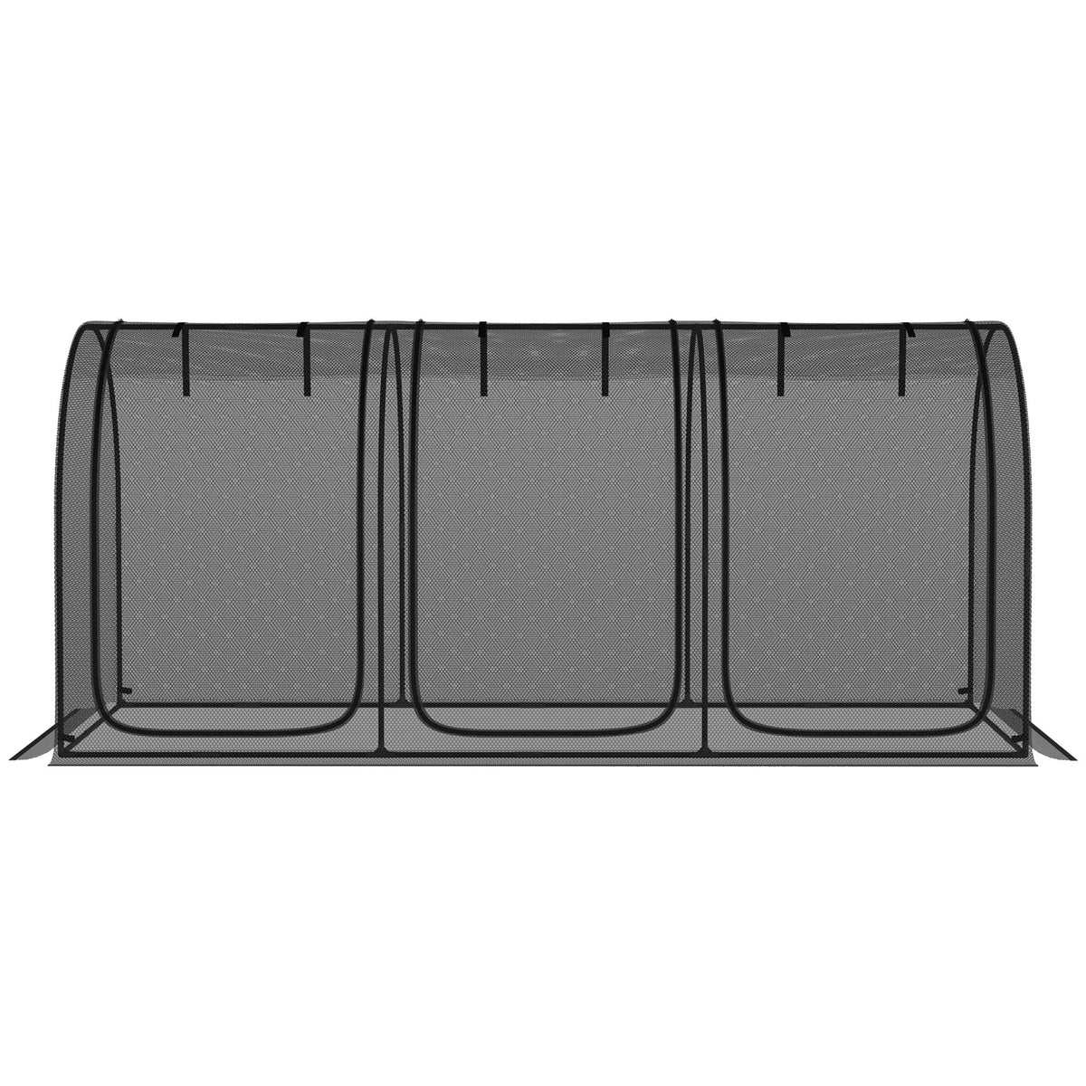 9' x 4' Crop Cage with 3 Zippered Doors & Stakes, Black