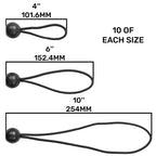 Bungee Ball Mix Black 4" 6" 10" Pack of 30