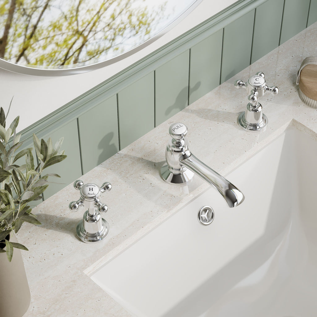 Claremont Topaz 3-Hole Deck Mounted Basin Mixer Tap with Pop Up Waste