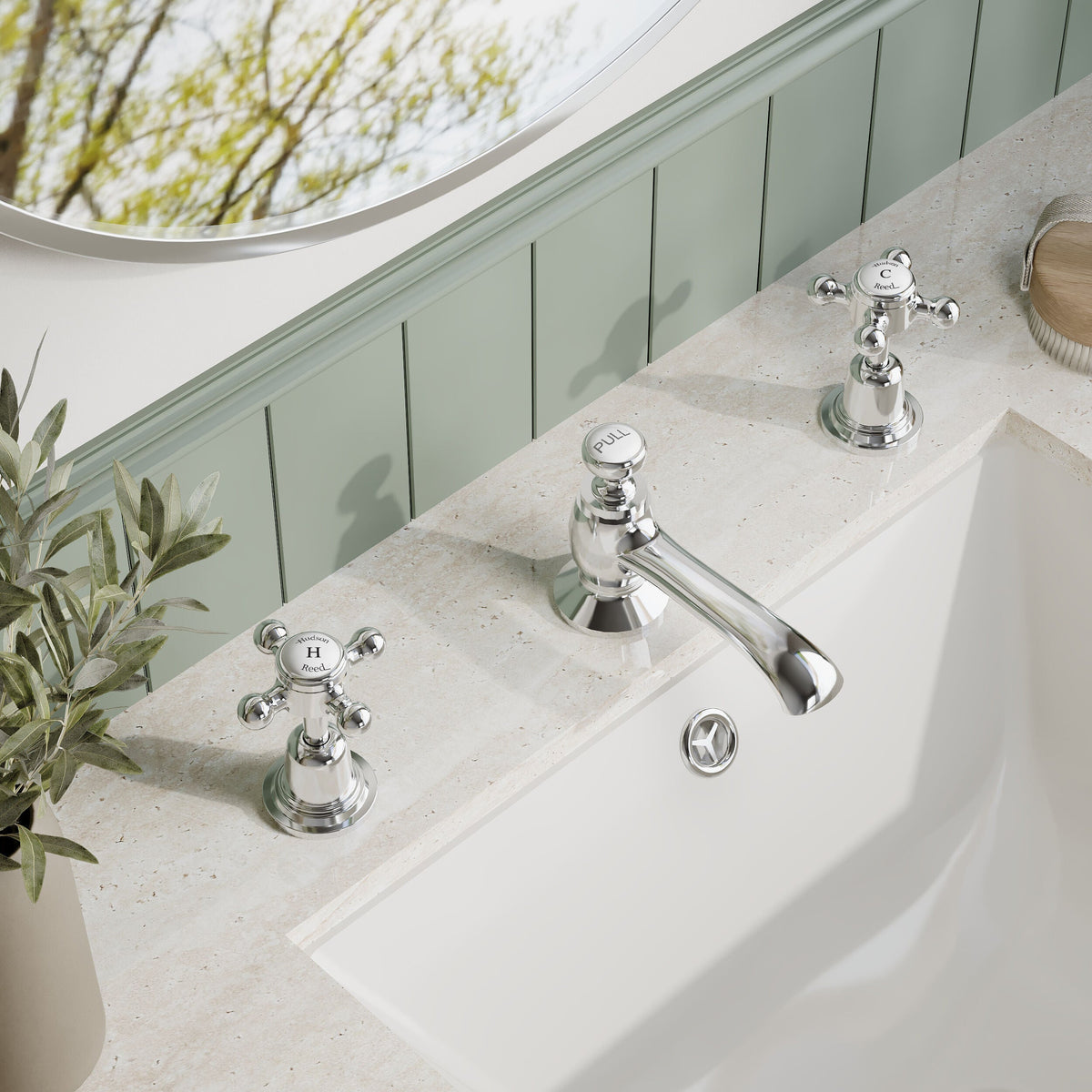 Claremont Topaz 3-Hole Deck Mounted Basin Mixer Tap with Pop Up Waste