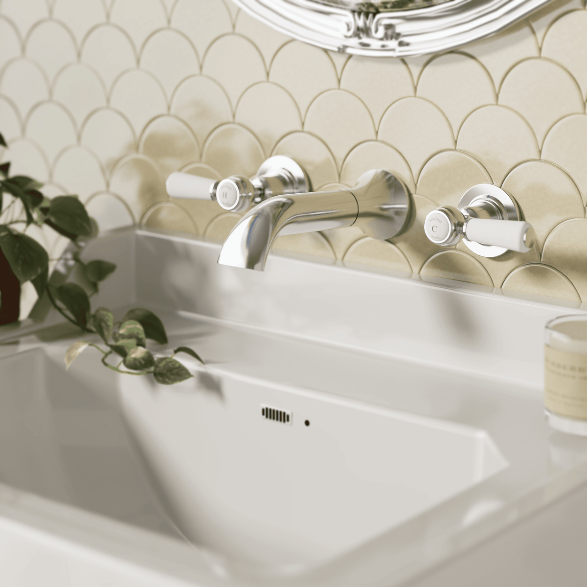 Claremont Topaz 3-Hole Wall Mounted Lever Basin Mixer Tap