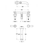 Claremont Topaz 3-Hole Wall Mounted Lever Basin Mixer Tap
