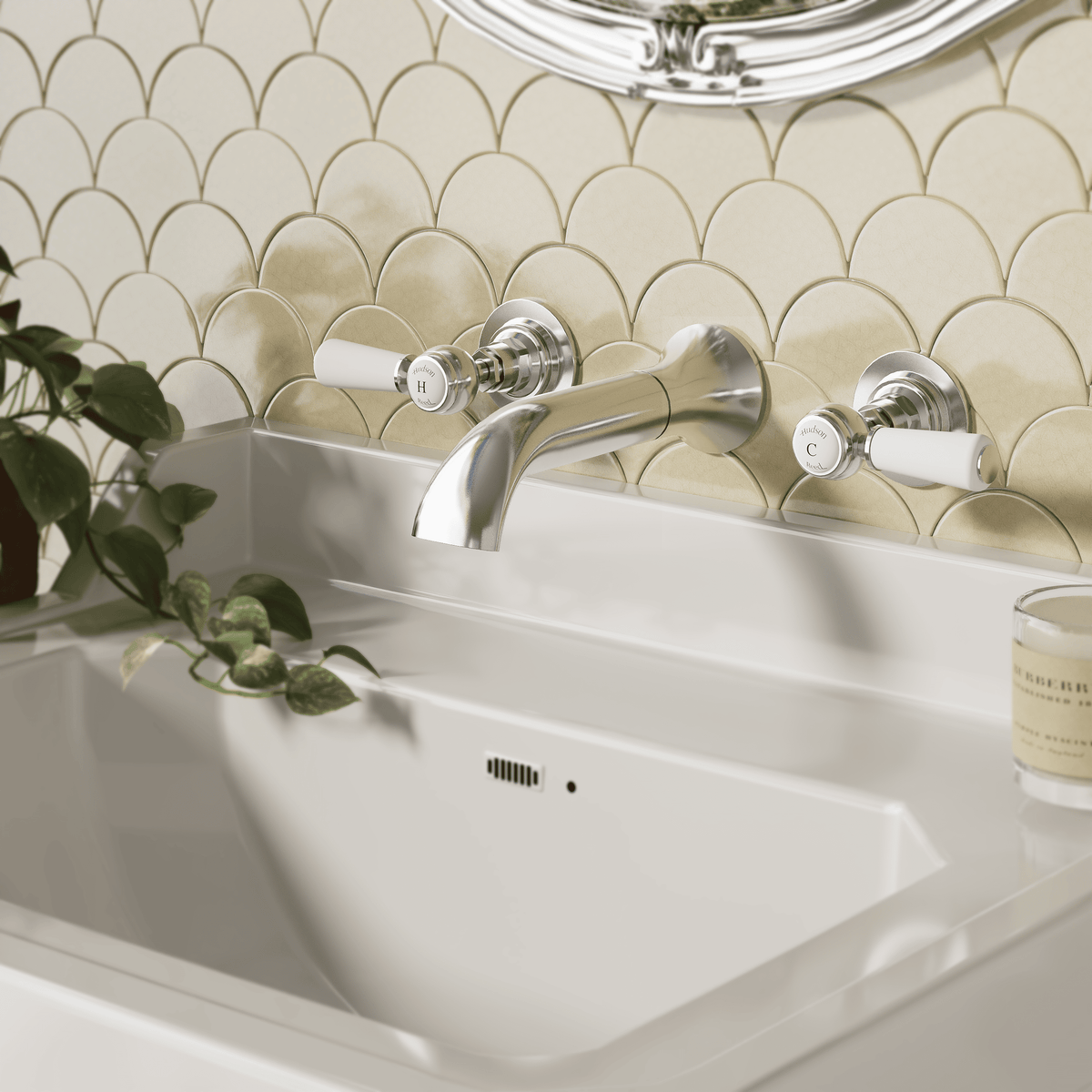 Claremont Topaz Lever 3 Hole Wall Mounted Basin Mixer Tap