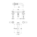 Claremont Topaz Lever 3 Hole Wall Mounted Basin Mixer Tap