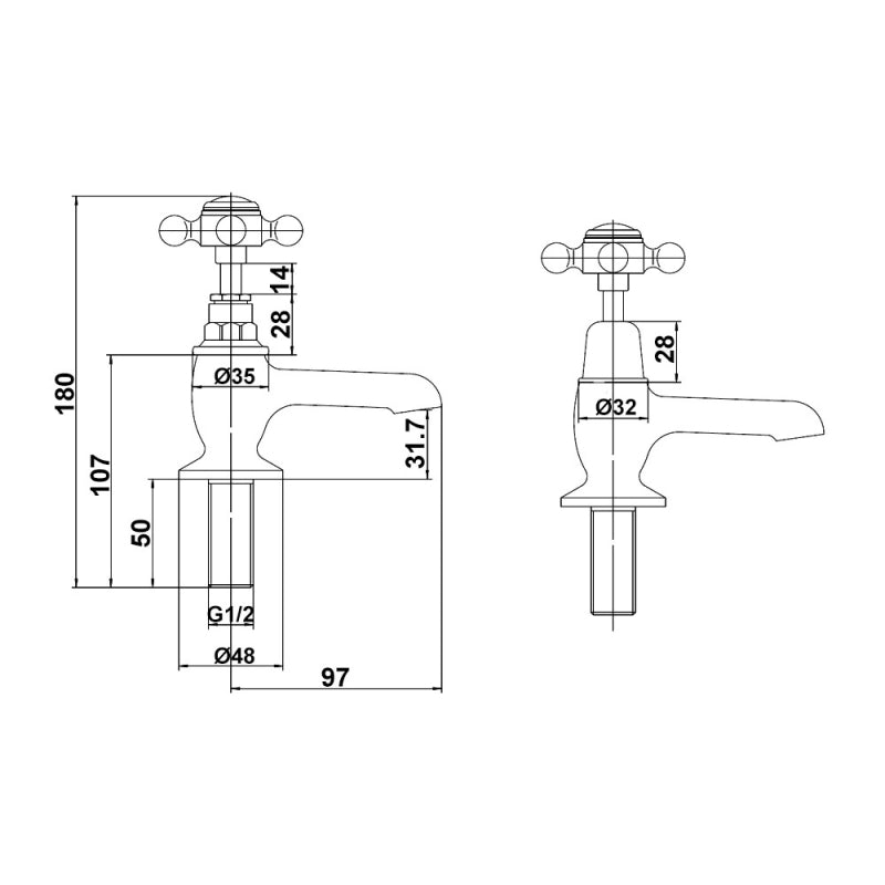 Claremont Topaz Dome Basin Pillar Taps
