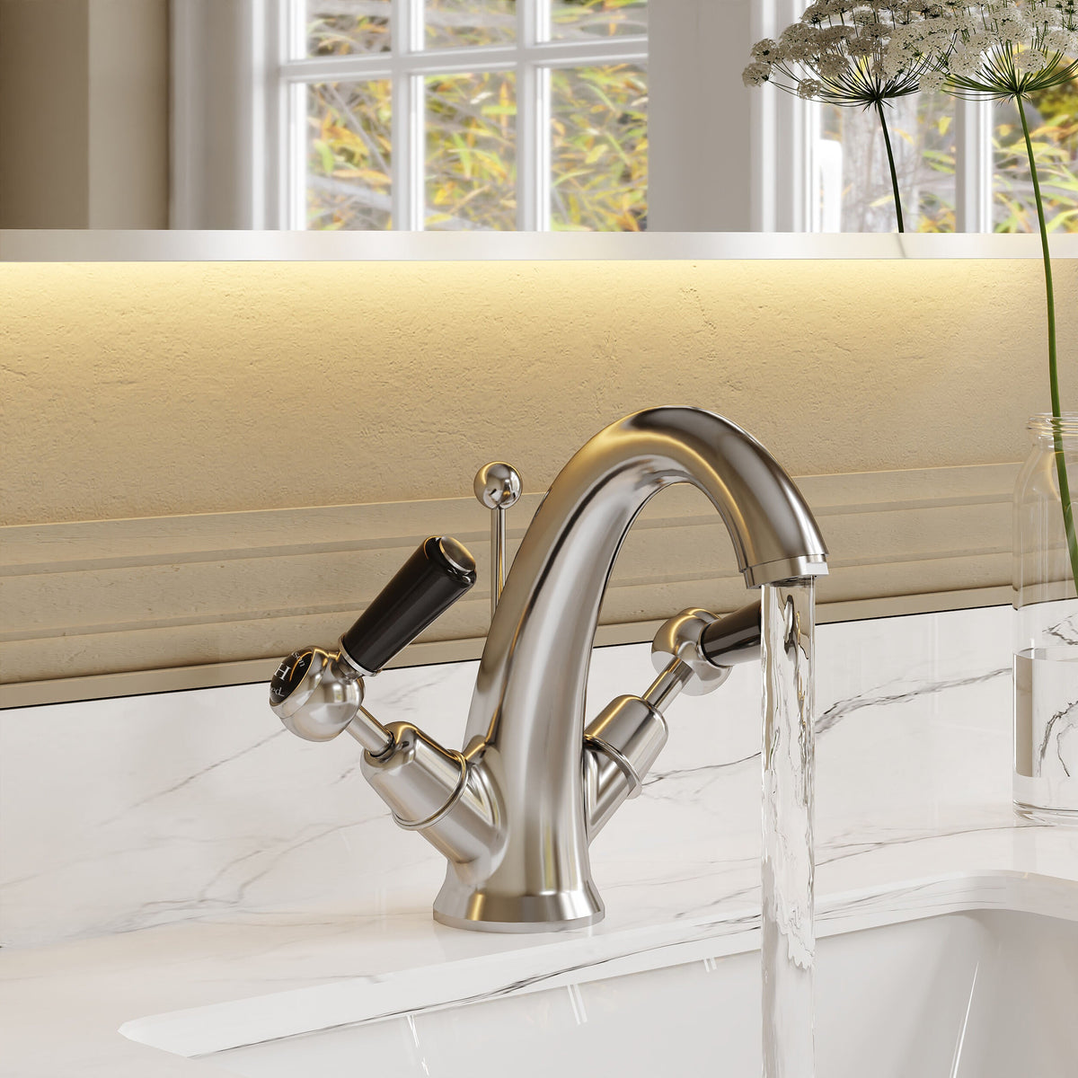 Claremont Topaz Dual Lever Mono Basin Mixer Tap with Pop Up Waste