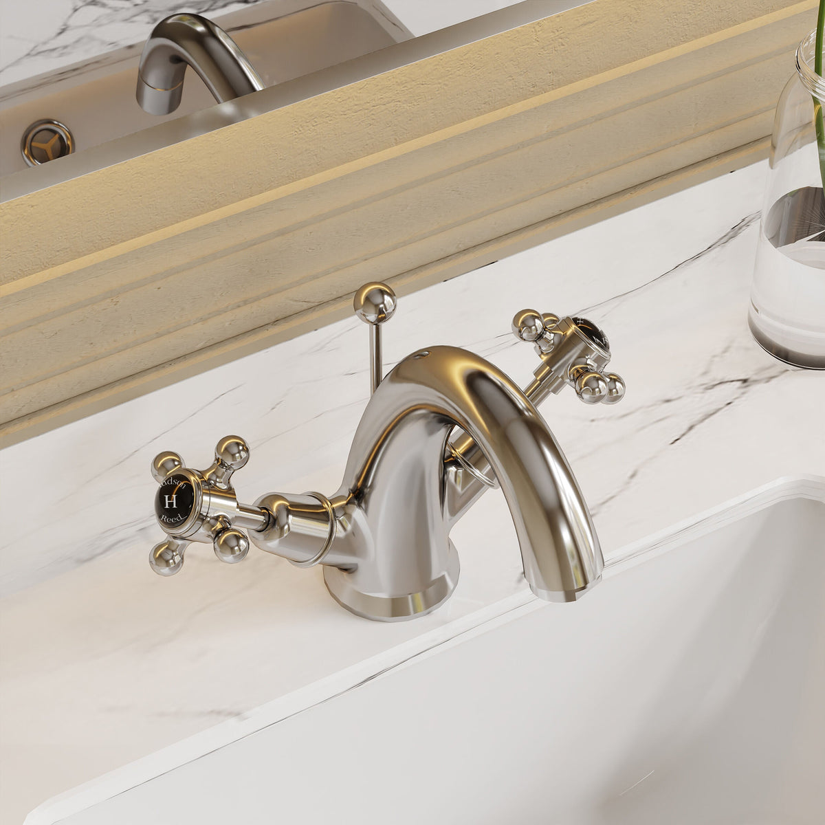 Claremont Topaz Dome Dual Handle Mono Basin Mixer Tap with Pop Up Waste
