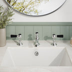 Claremont Topaz 3 Hole Dual Lever Basin Mixer Tap with Pop Up Waste