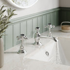 Claremont Topaz Hexagonal Collar 3 Hole Basin Mixer Tap with Pop Up Waste