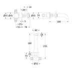 Claremont Crosshead Topaz 3-Hole Wall Mounted Basin Mixer Tap