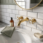 Claremont Crosshead Topaz 3-Hole Wall Mounted Basin Mixer Tap