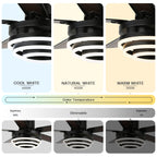 52 Inch Modern Ceiling Fan with LED Light and Remote Control, 6 Speeds DC Motor Reversible Ceiling Fan with DIY Shade