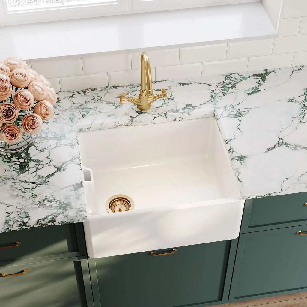 Inspire Single Bowl Belfast Sink With Offset Waste And Weir Overflow