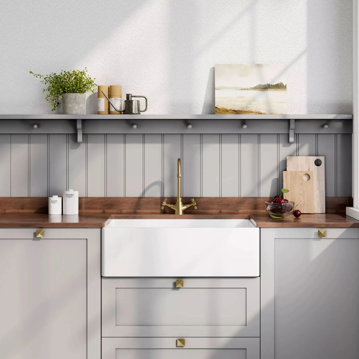 Inspire Single Bowl Belfast Sink With Offset Waste And Weir Overflow