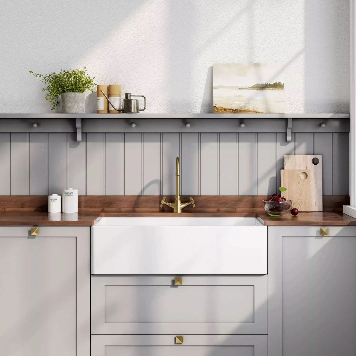 Inspire Single Bowl Belfast Sink With Offset Waste And Weir Overflow
