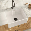 Inspire Single Bowl Belfast Sink With Central Waste And Weir Overflow - White
