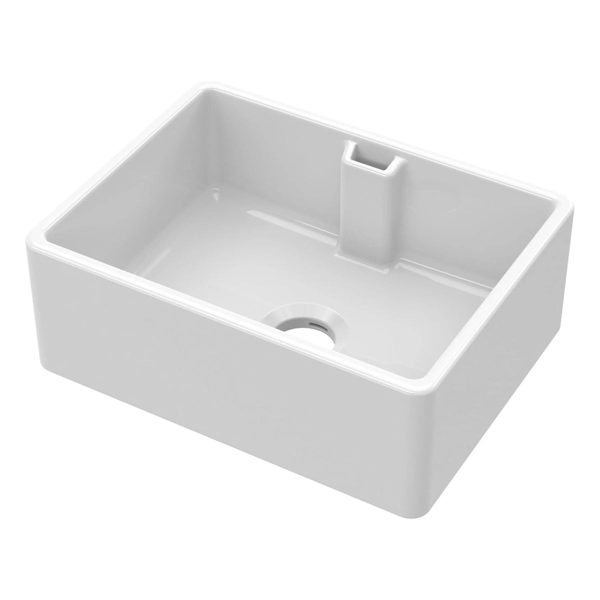 Inspire Single Bowl Belfast Sink With Central Waste And Weir Overflow - White