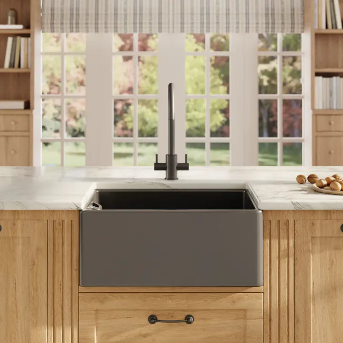 Inspire Single Bowl Belfast Sink With Offset Waste And Weir Overflow