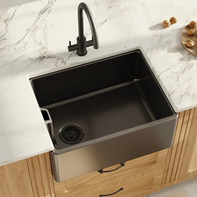 Inspire Single Bowl Belfast Sink With Offset Waste And Weir Overflow