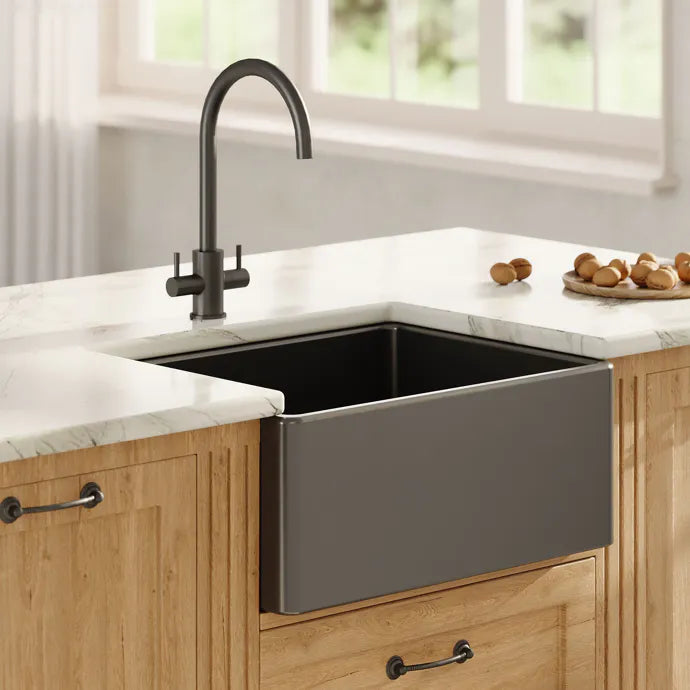 Inspire Single Bowl Belfast Sink With Offset Waste And Weir Overflow