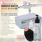 Belloccio Professional Beauty Deluxe Airbrush Cosmetic Makeup System with 4 Medium Shades of Foundation in 1/2 oz Bottles