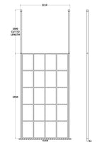 Aspect 8mm Glass Frame Wetroom Panel With Ceiling Posts - Matt Black