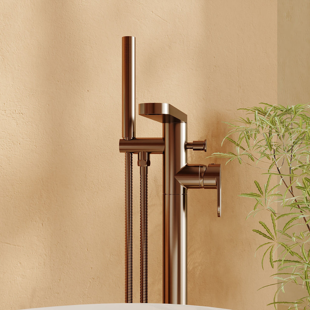 Cove Fluted Floor Mounted Bath Shower Mixer Tap With Handset