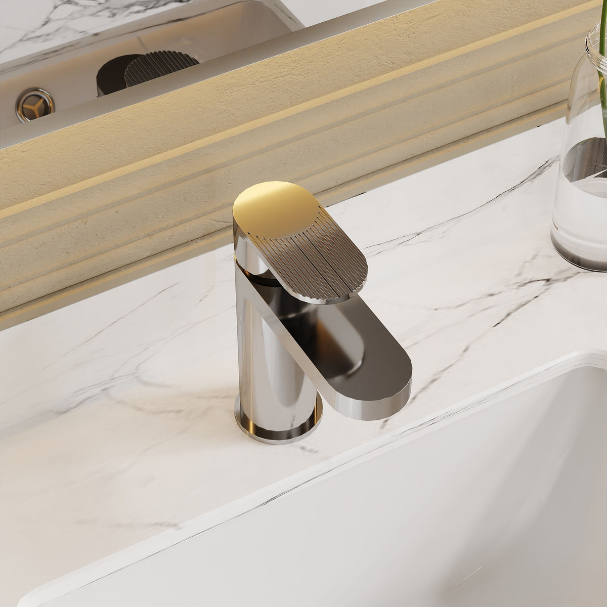 Cove Fluted Mono Basin Mixer Tap With Push Button Waste
