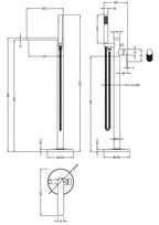 Cove Fluted Floor Mounted Bath Shower Mixer Tap With Handset