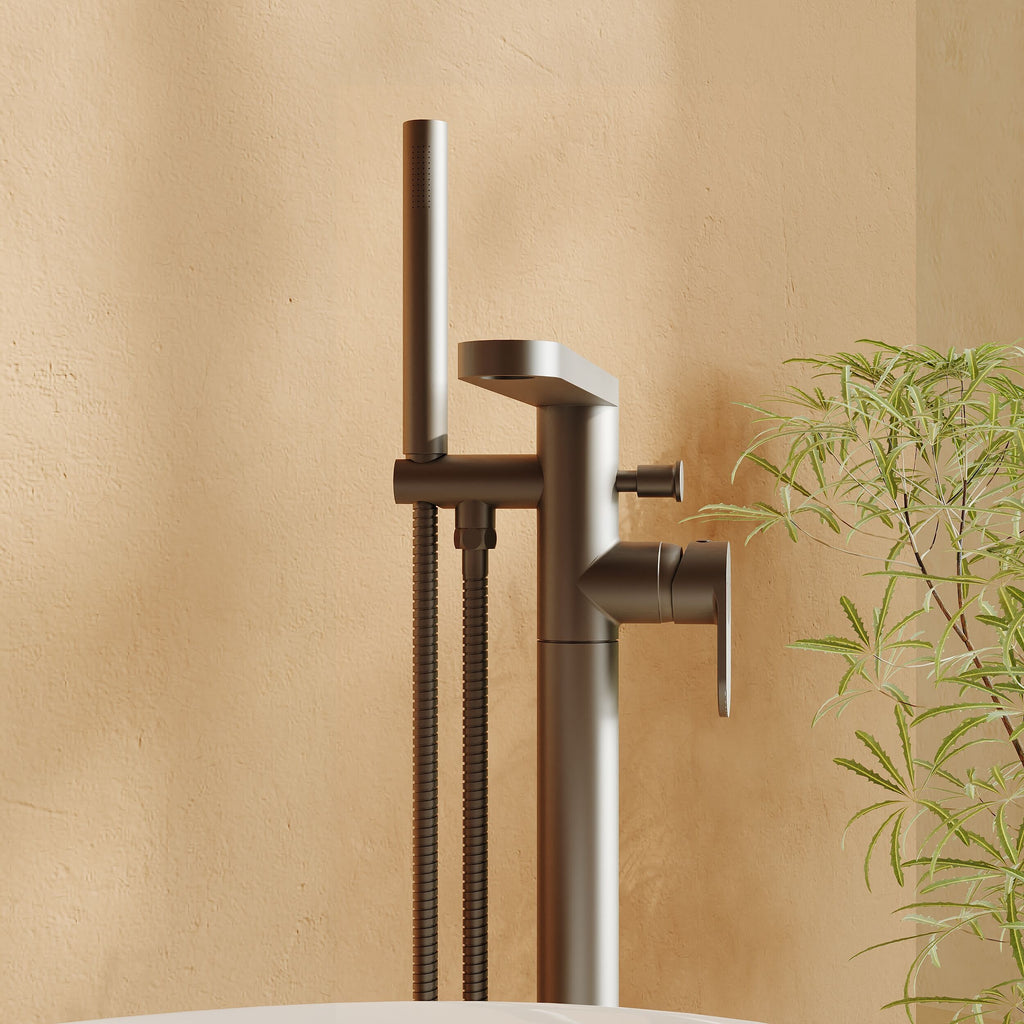 Cove Fluted Floor Mounted Bath Shower Mixer Tap With Handset