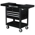 Black Homak 35" Pro Series 4 Drawer Slide Top Service Cart