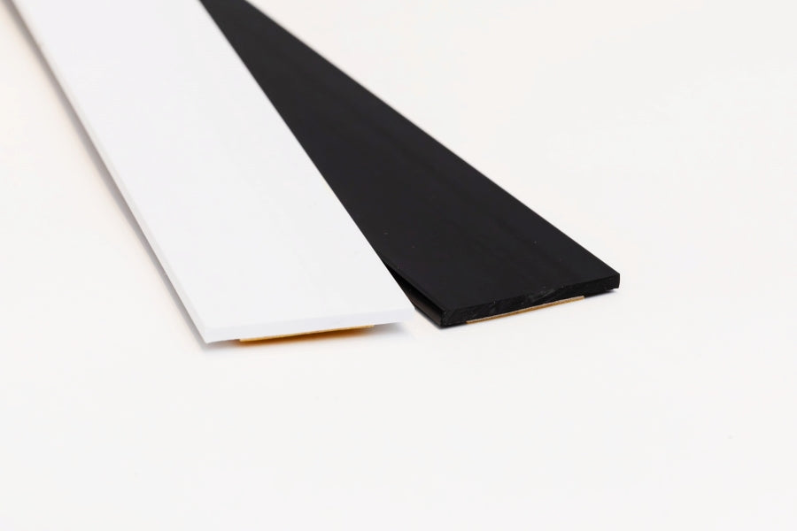 1m Length – Self Adhesive PVC Flat Bar Cover Strip Black White Plastic - ER-Flat