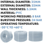 Clear Braided PVC Pipe 25mm*3.5mm