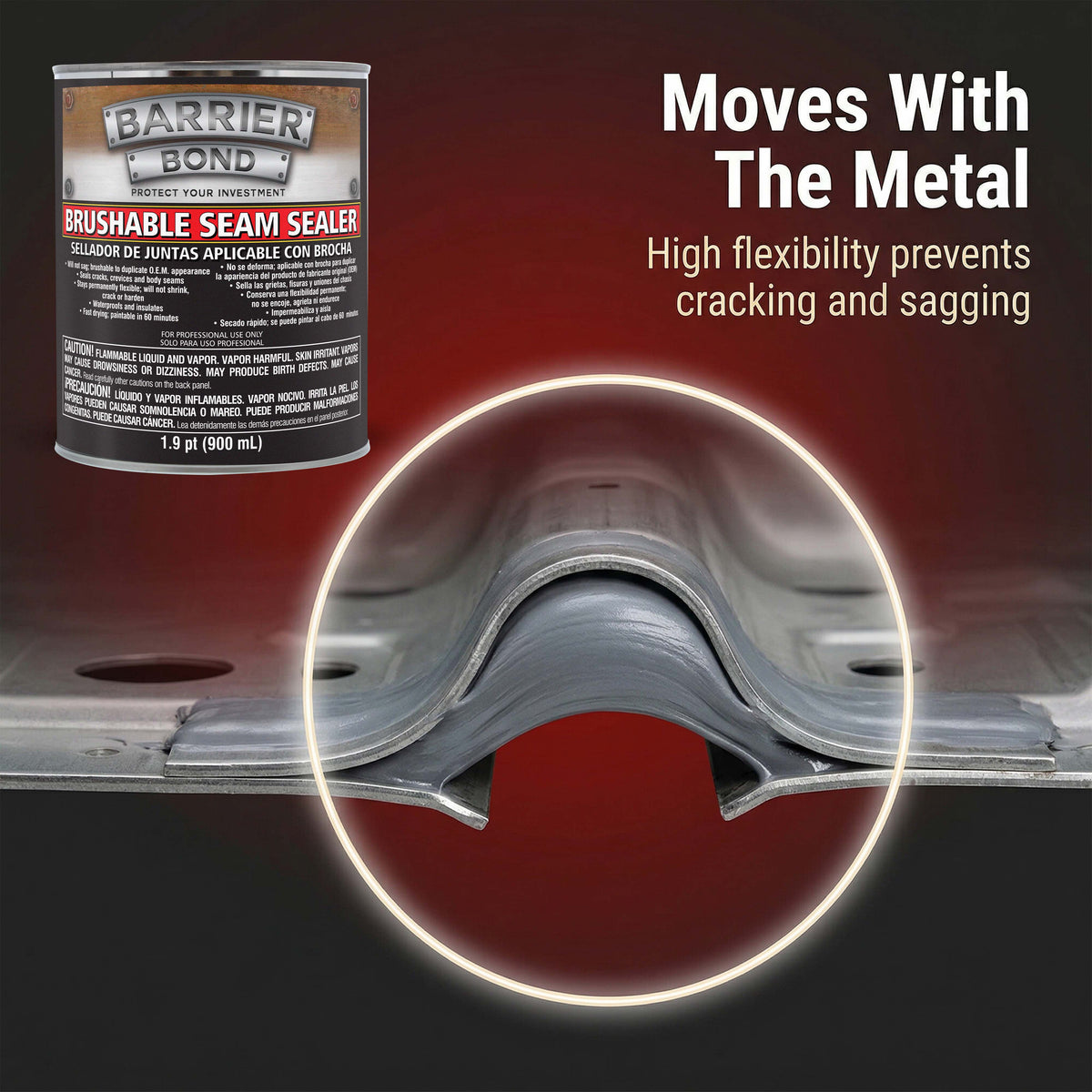 Brushable Seam Sealer, Quart Can with 30.4 Fluid Ounces, Seam Sealer for Automotive Joints & Body Repair, Paintable Gray