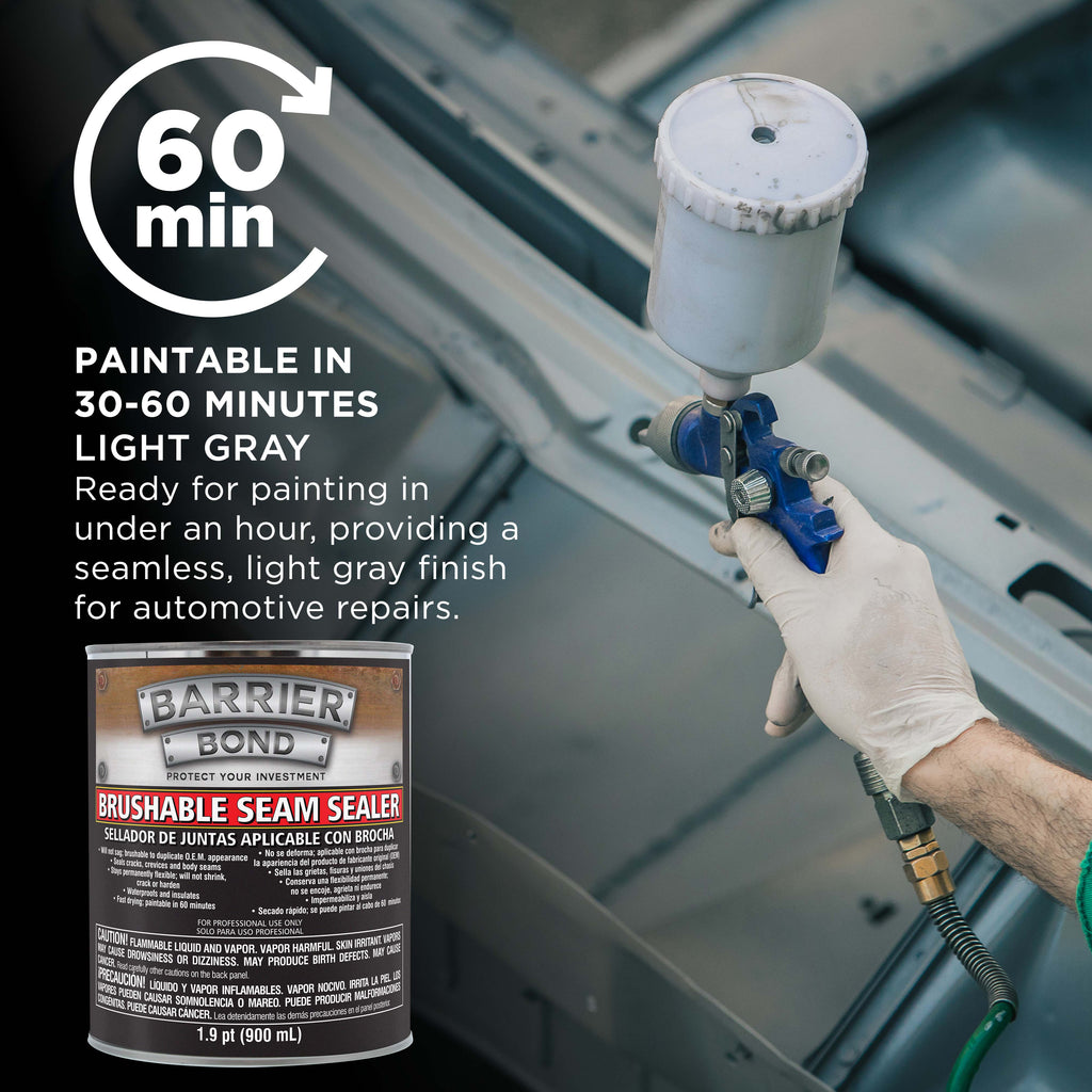 Brushable Seam Sealer, Quart Can with 30.4 Fluid Ounces, Seam Sealer for Automotive Joints & Body Repair, Paintable Gray