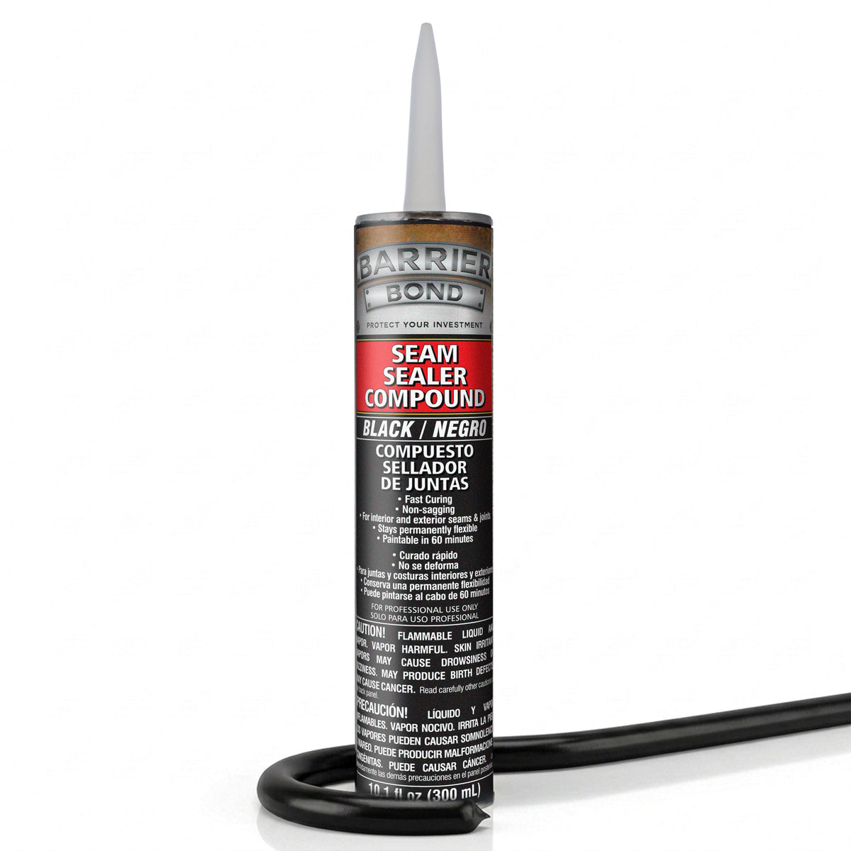 Automotive Seam Sealer, 10.1oz Tube, Black Polyurethane Sealant, Car & Panel Bond