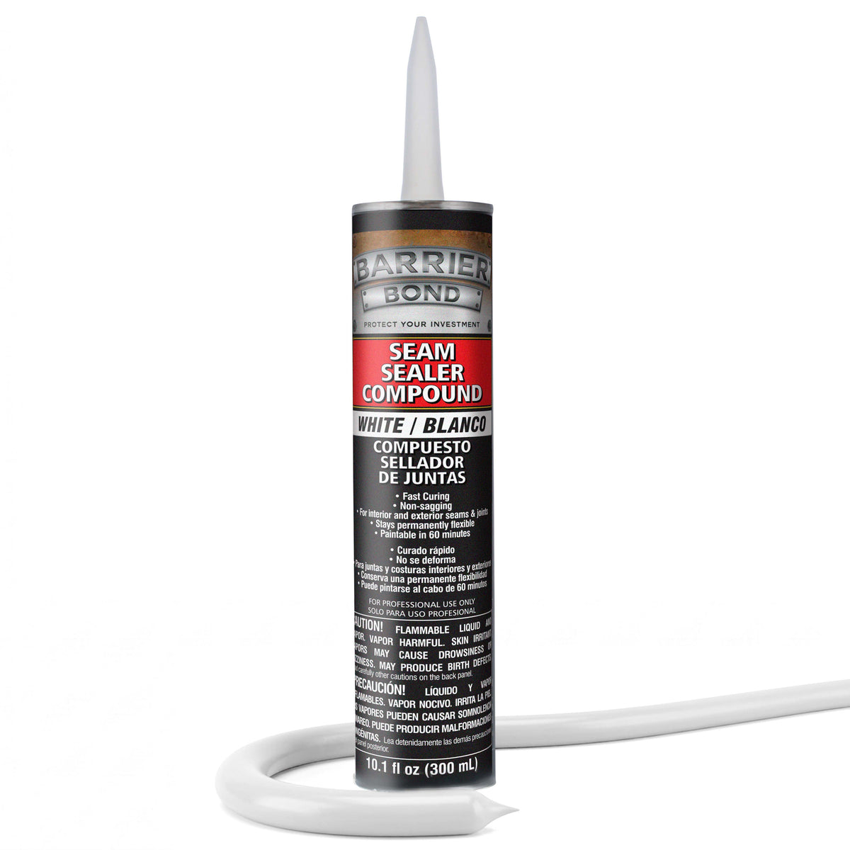 Automotive Seam Sealer, 10.1oz Tube, White Polyurethane Sealant, Car & Panel Bond