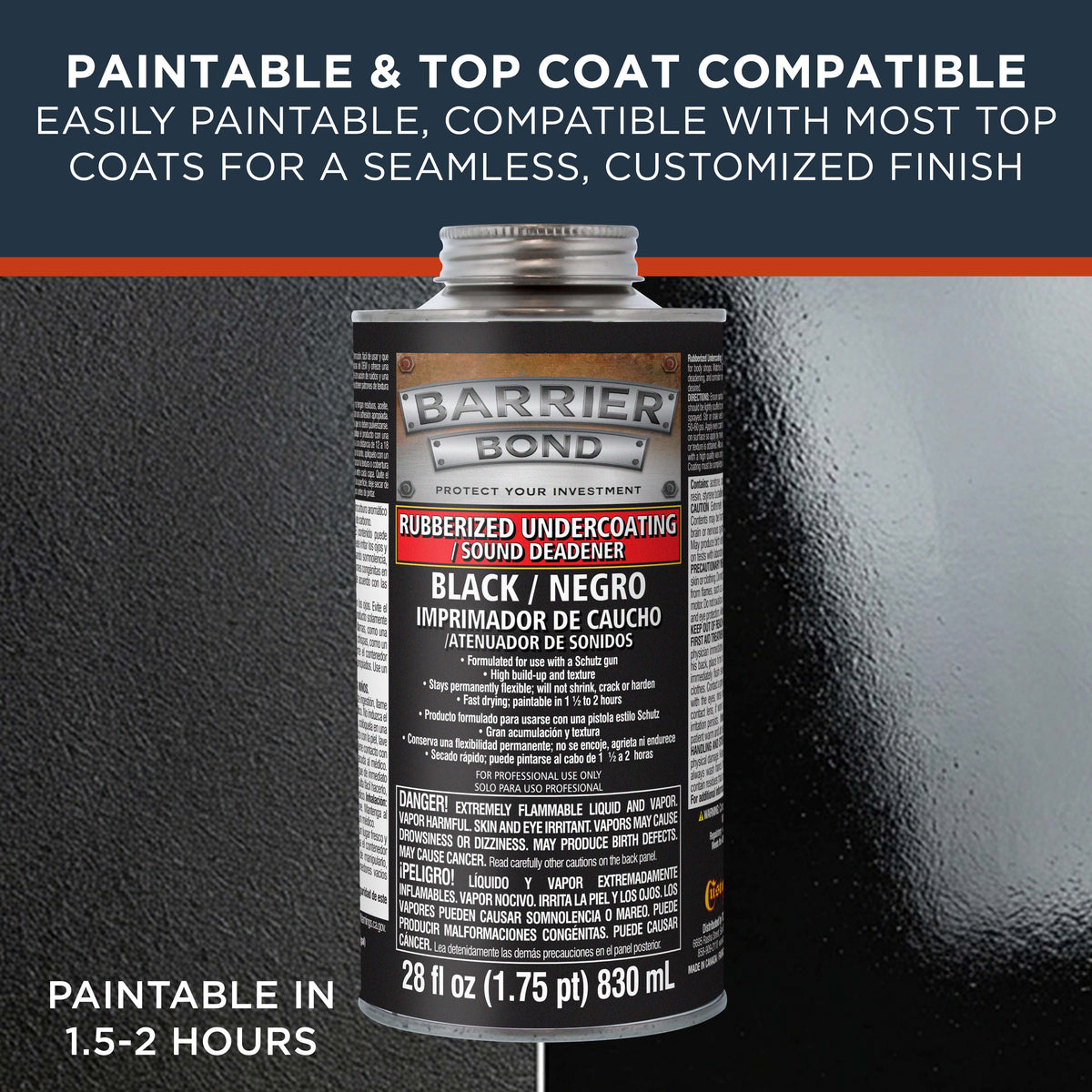 Rubberized Undercoating Sound Deadener Kit, 28oz 4-Pack, Black Spray, Vehicle Undercoating, with Spray Gun
