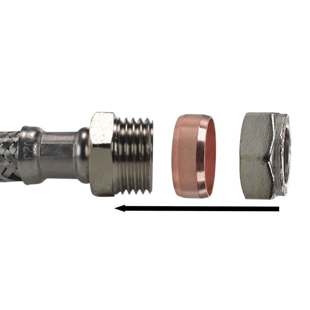 Brass Barbed Bib Tap STANDARD Connection Kit x2
