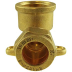 15mm Brass Wall Flange Kit with Double Tap