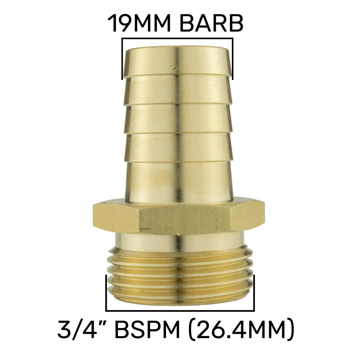 19mm Brass Barb with In-Line BSPF Threaded Valve
