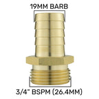 In-Line BSPF Valve with 2 x 19mm Brass Barb Connectors