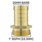 Brass Straight Joiner 25mm - 1" BSPM