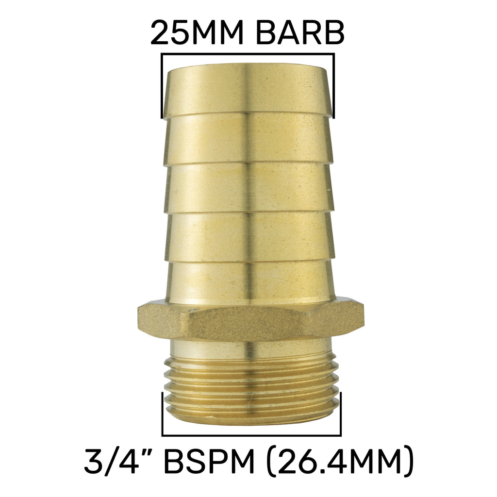 25mm Brass Barb with BSPF-Quick Connect Valve & Hose Connector Zinc