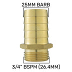 25mm Brass Barb with In-Line BSPF Threaded Valve