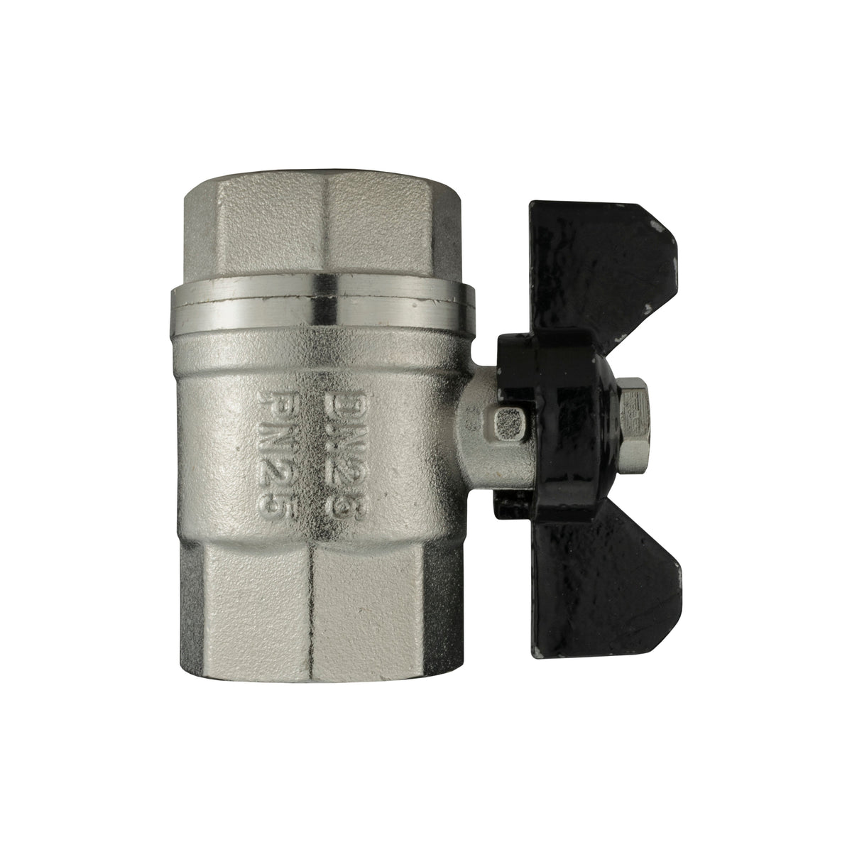 Brass Nickel-Plated Butterfly Valve 1" BSPF