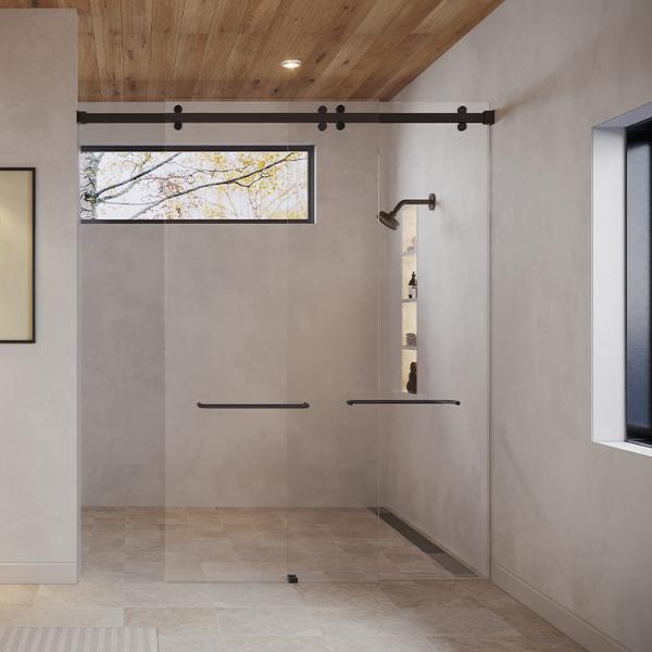 CRL Premium Brixen Series Two Door Bypass Sliding Shower Door System with Concealed Hardware
